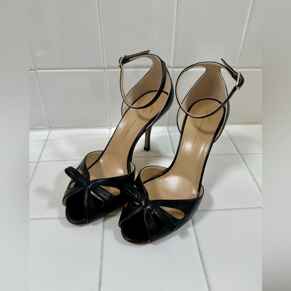 Giuseppe Zanotti Shoes - Giuseppe Zanotti Black Open-Toe Ankle Strap Heels